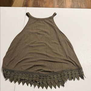 Pinque Olive Green Ribbed Tank Top
